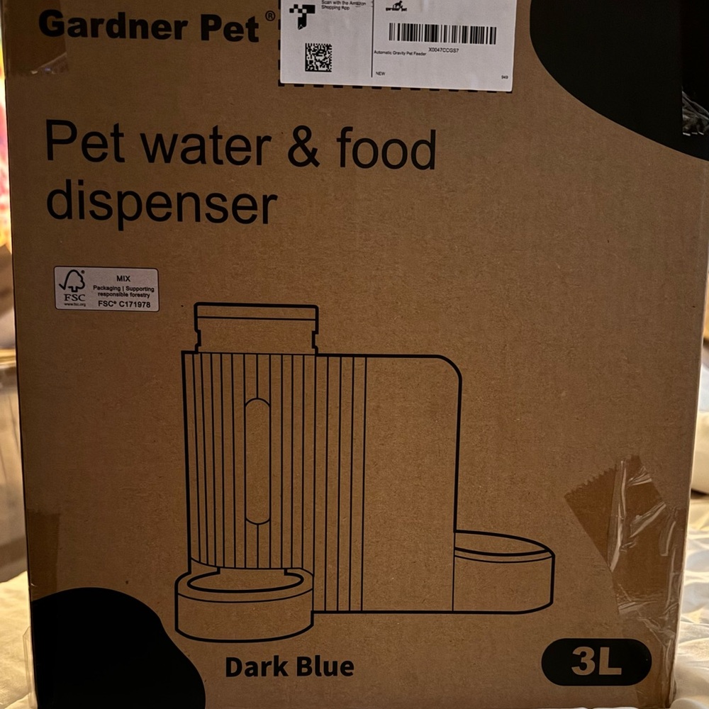 Dark Blue 3L Pet Water & Food Dispenser